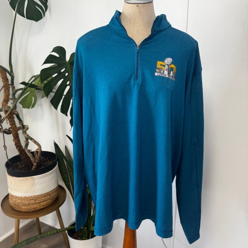 Nike Pullover Mens XXL Teal Super Bowl 50 Dri-FIT Quarter Zip Performance Top